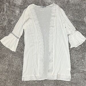 EUC White Lace Trim Kimono Cardigan with bell sleeves SM